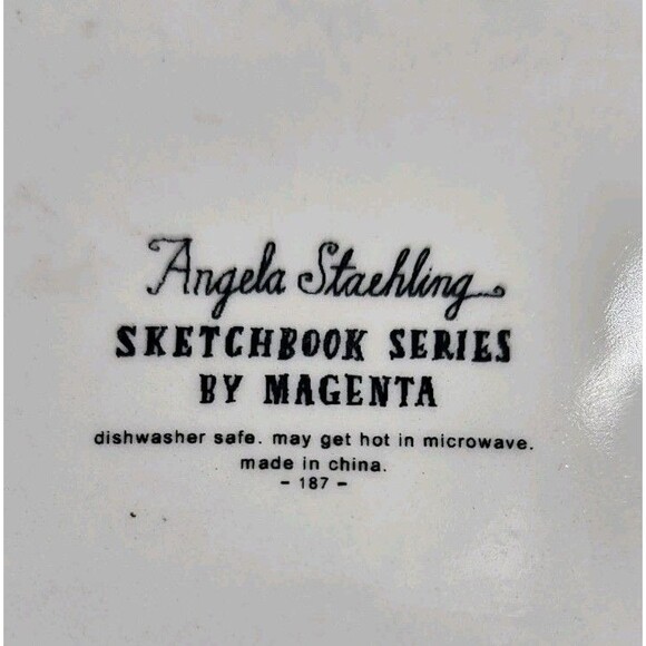 Angela Staehling Sketchbook Series Magenta Hedgehog Trivet Plate Ceramic Decor - Picture 4 of 6